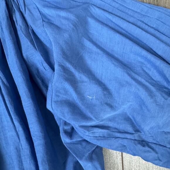 Madewell Balloon Shirred Sleeve Top WMNS S Blue Button Up 3/4 Sleeve Lightweight - Picture 5 of 8